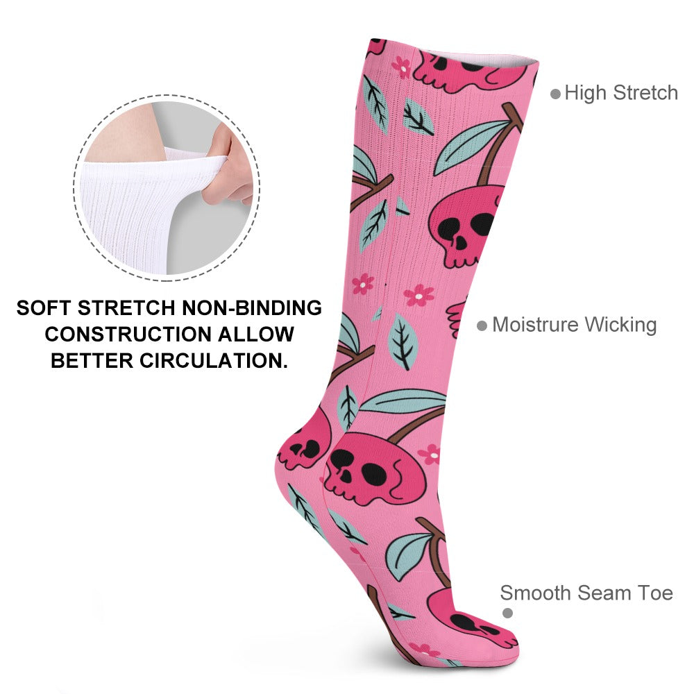 Cherry Skulls Breathable Stockings (5 Pack)