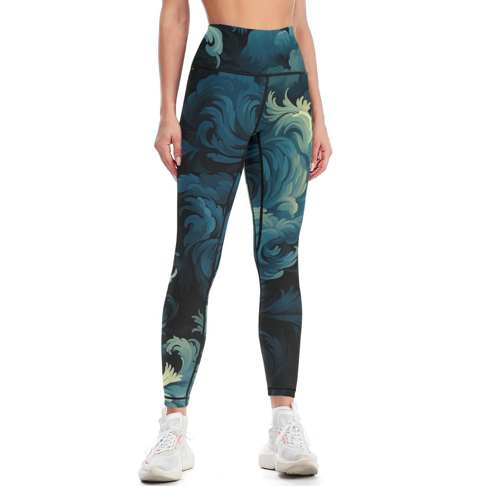 Blue Waves Yoga Pants