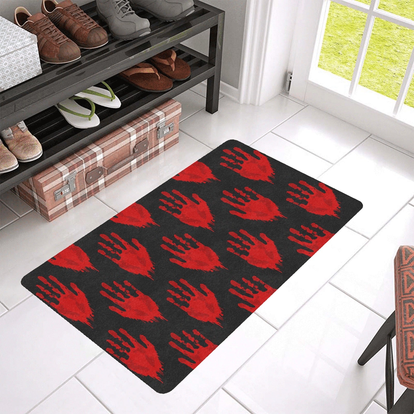Bloody Hand Rubber Doormat 30"x18"