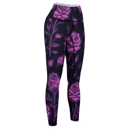 Purple Roses Yoga Pants