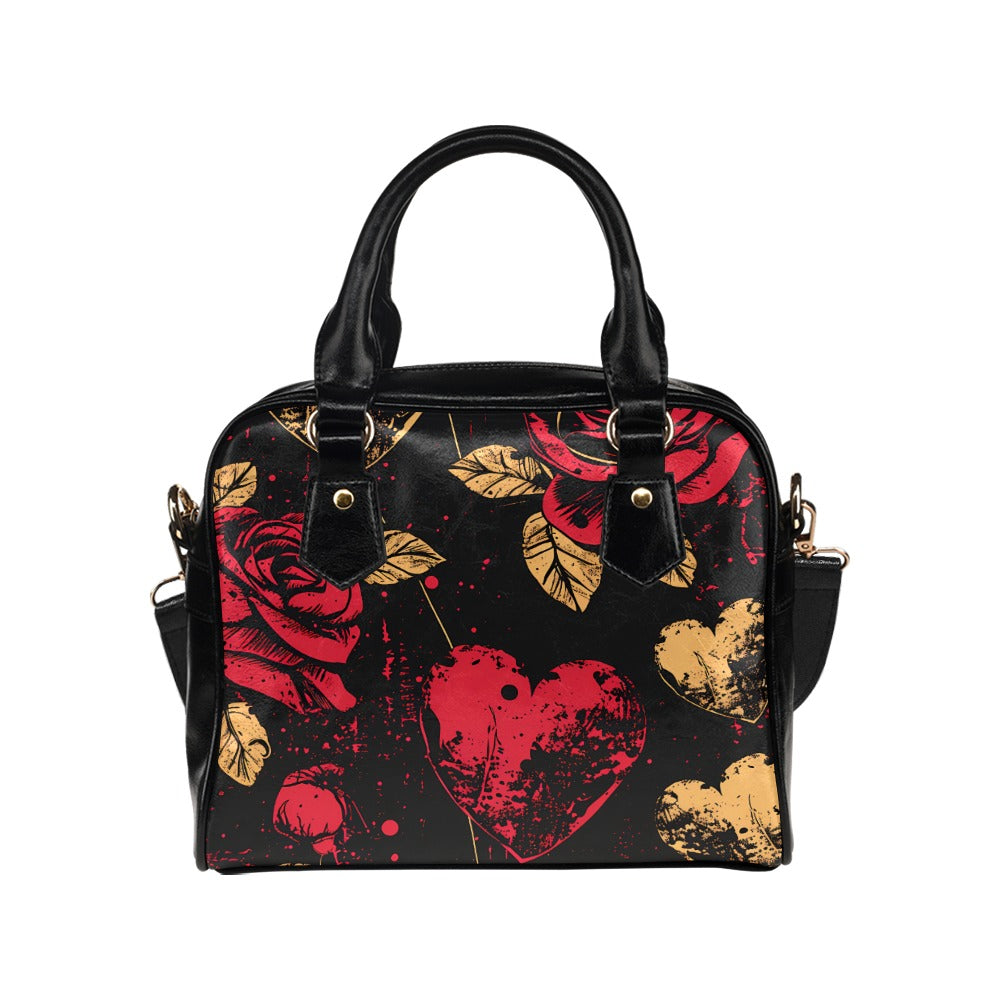 Flowers And Hearts Shoulder Handbag