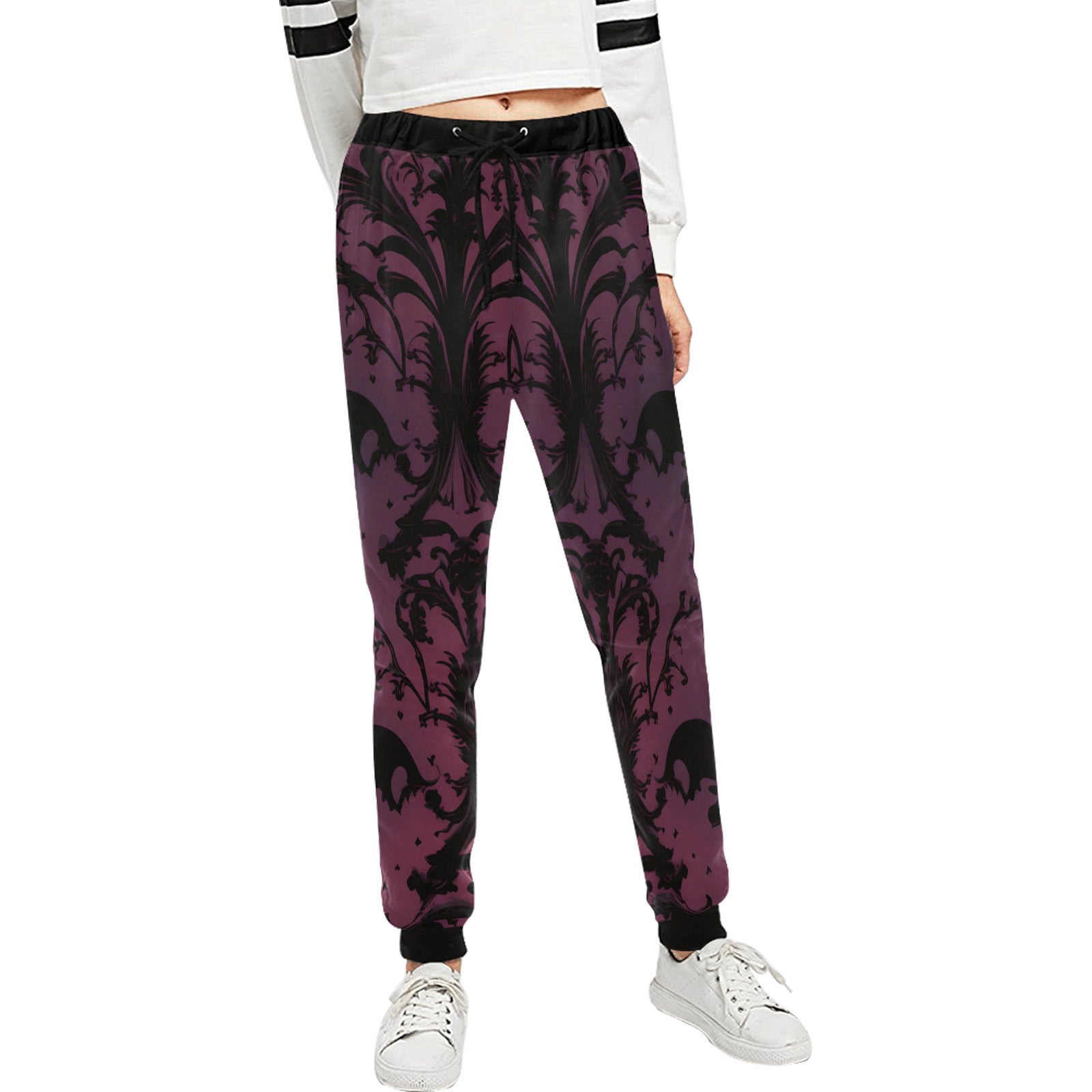 Gothic Purple And Black Pattern Casual Sweatpants