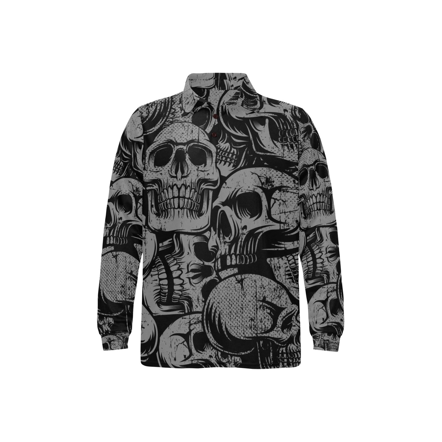 Silver Skulls Long Sleeve Polo Shirt