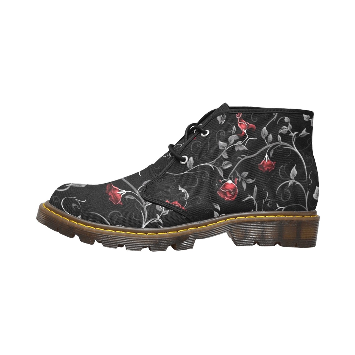 Gothic Rose And Vines Canvas Chukka Boots