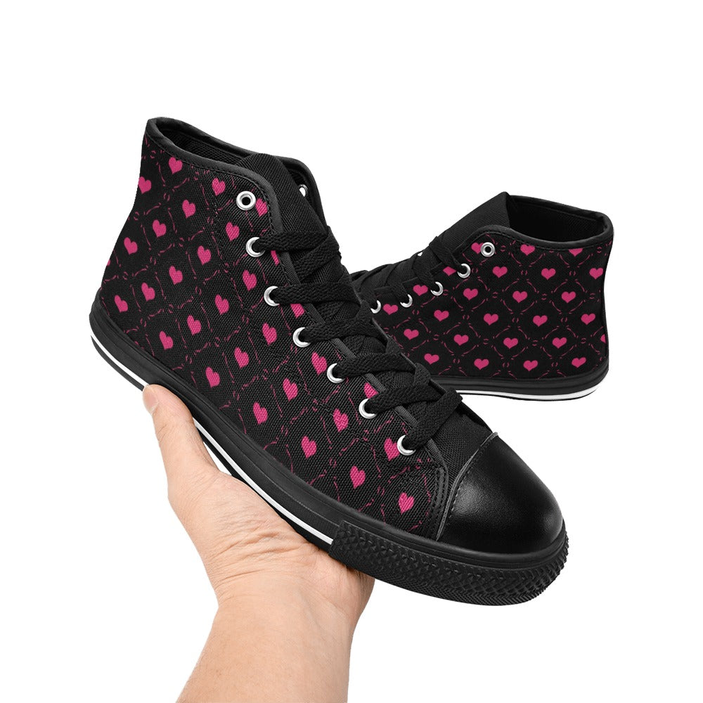 Little Pink Hearts High Top Canvas Shoes