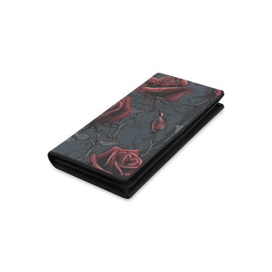 Gothic Red Rose Leather Wallet