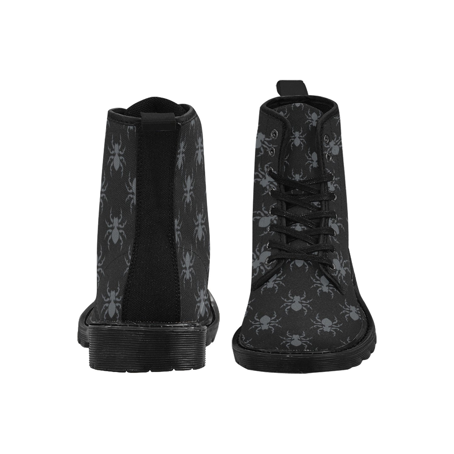 Gothic Spiders Lace Up Canvas Boots