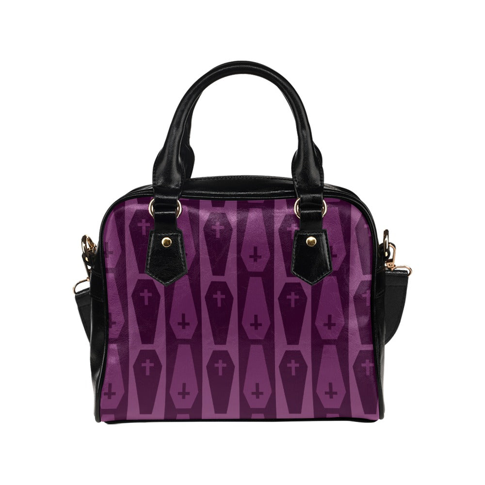 Purple Coffins Shoulder Handbag