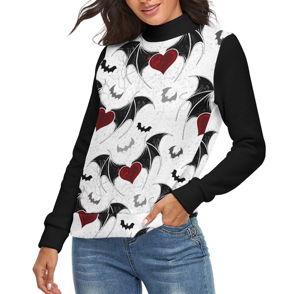 Bats And Hearts Long Sleeve Turtleneck Sweater