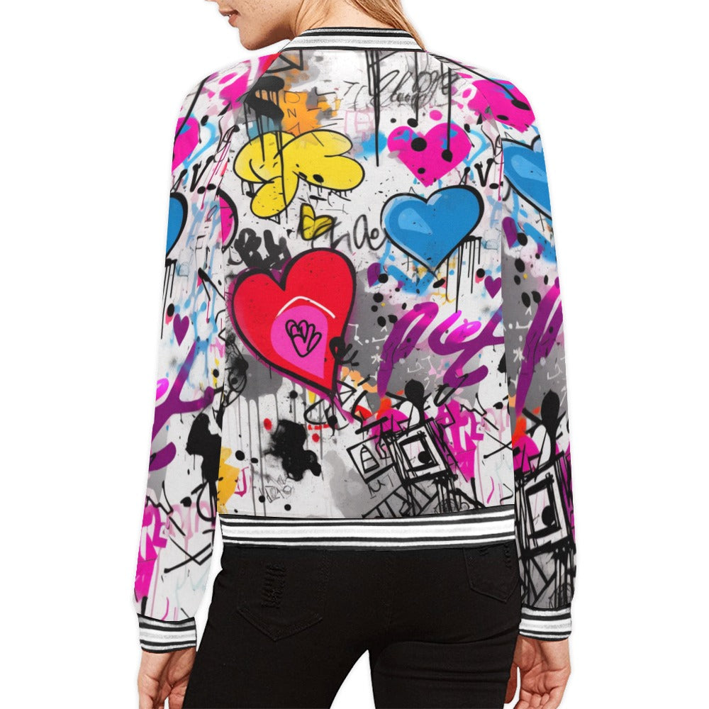 Graffiti Love Design Stripe Jacket