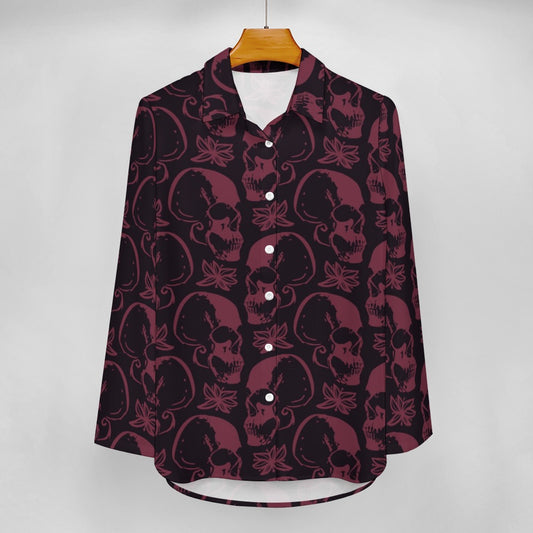 Purple Skulls Casual Long Sleeve Shirt