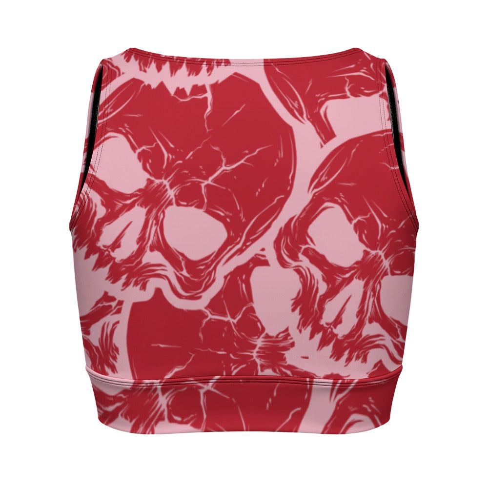 Red Skulls Yoga Zipper Vest