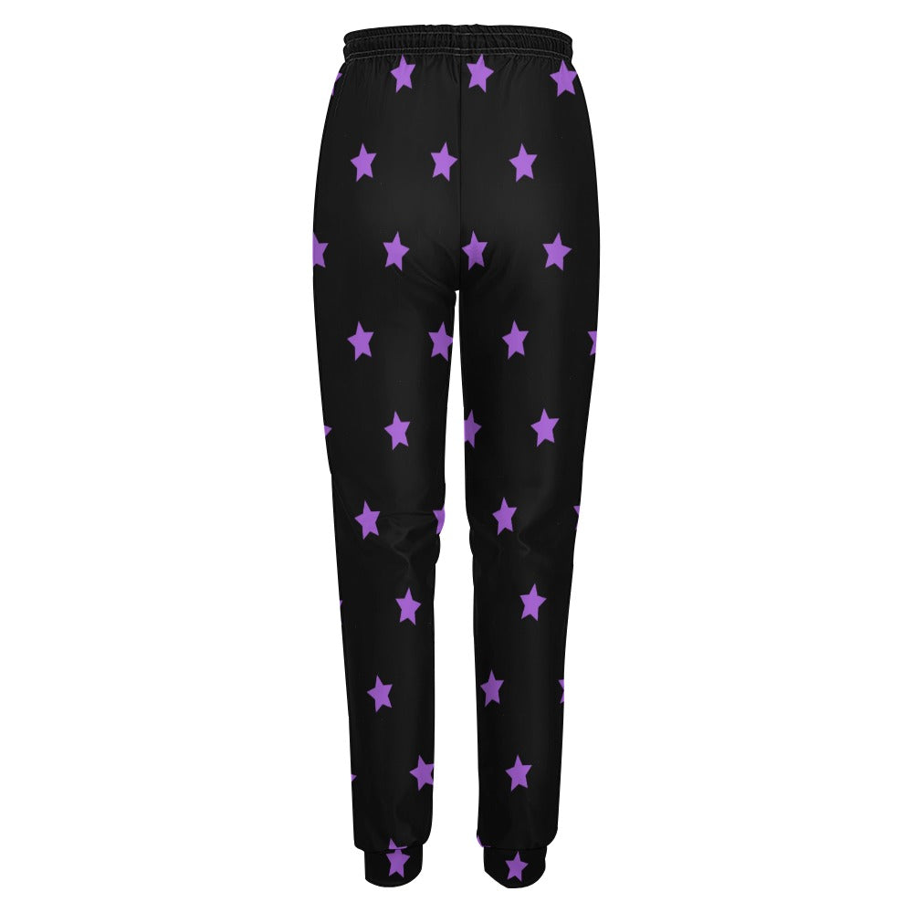 Purple Stars Black Sweatpants