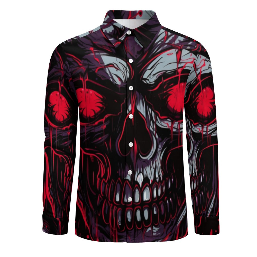 Bloody Skull Casual One Pocket Long Sleeve Shirt