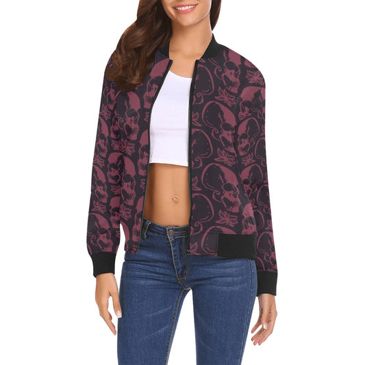 Purple Skulls Bomber Jacket