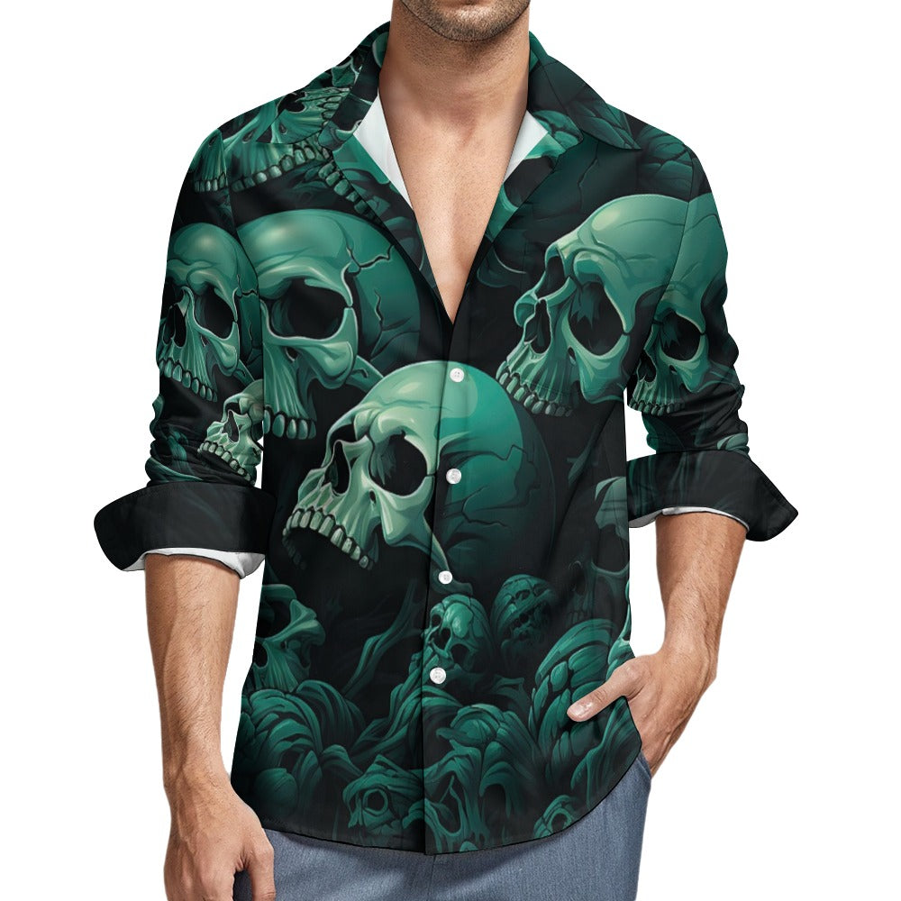 Sea Of Skulls Casual One Pocket Long Sleeve Shirt