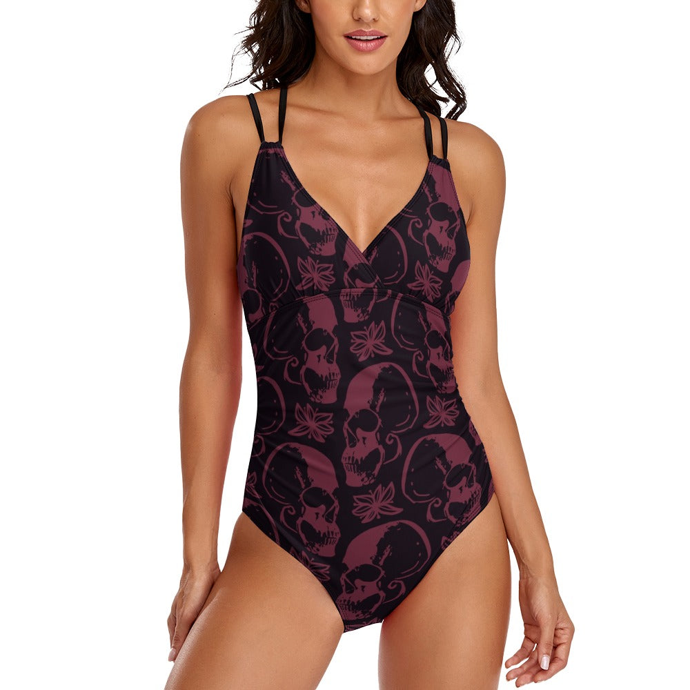 Purple Skulls One-piece Swimsuit