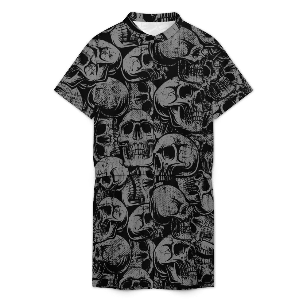 Silver Skulls One Piece Short Sleeved Jumpsuit