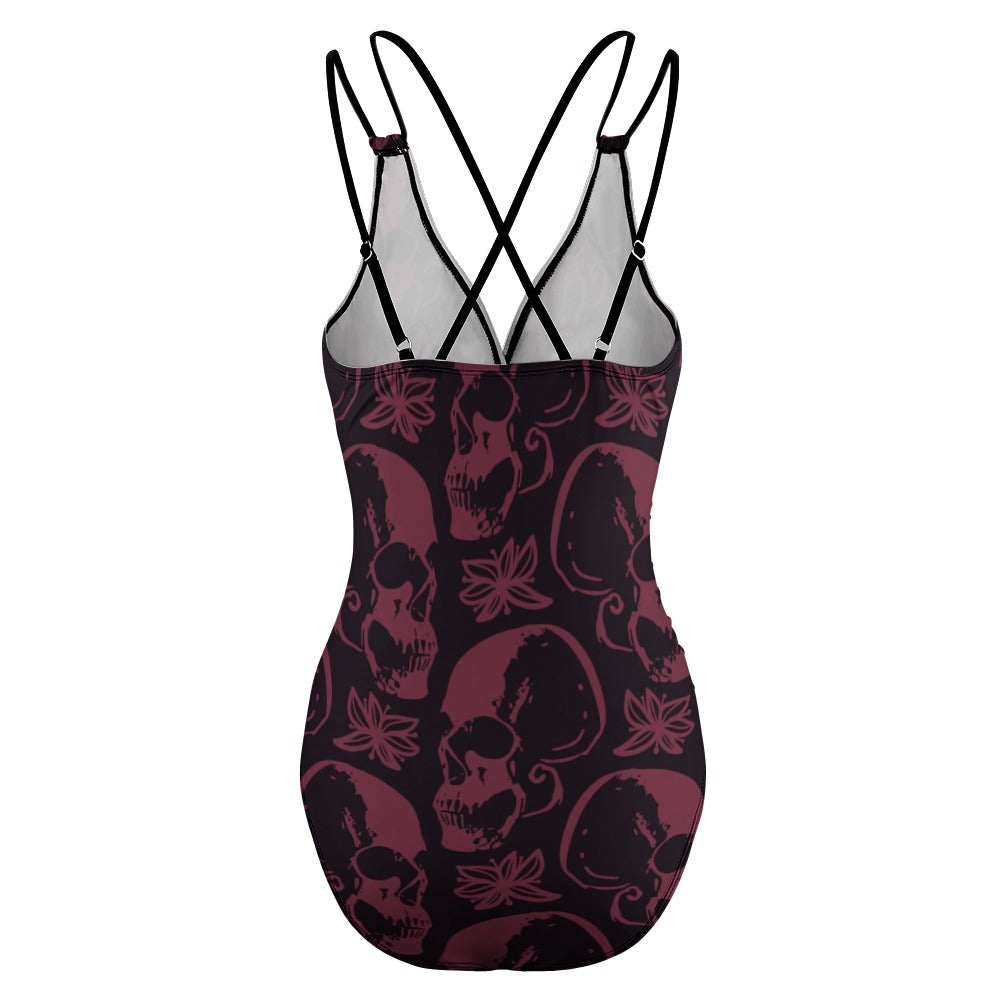 Purple Skulls One-piece Swimsuit