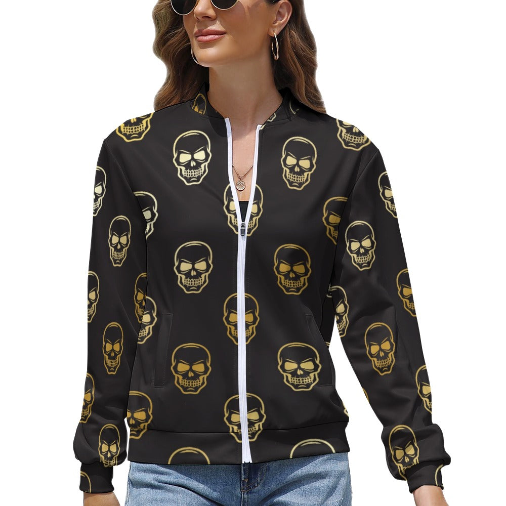 Smiling Skulls Long Sleeve Zipper Jacket