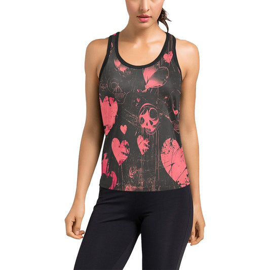 Gothic Faded Hearts Racerback Tank Top