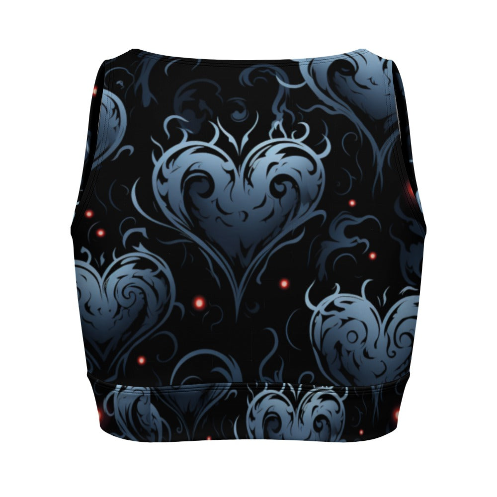 Gothic Blue Hearts Yoga Zipper Vest