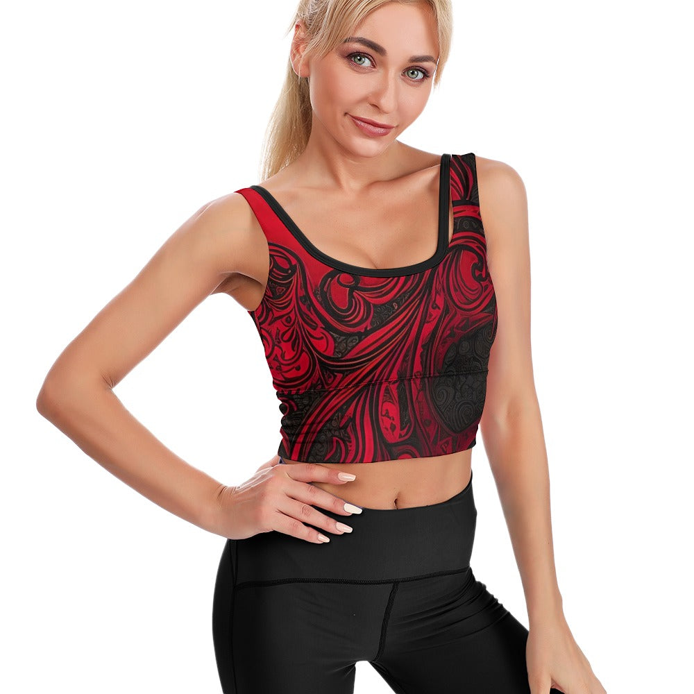 Gothic Black And Red Yoga Vest