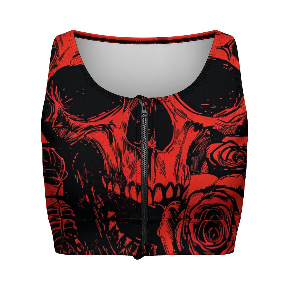 Skull And Roses Yoga Zipper Vest