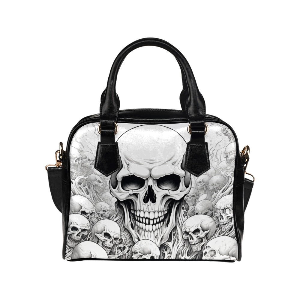 Skull Sketch Style Shoulder Handbag