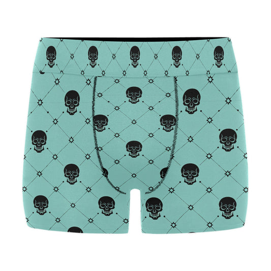 Black Skulls Teal Boxer Briefs