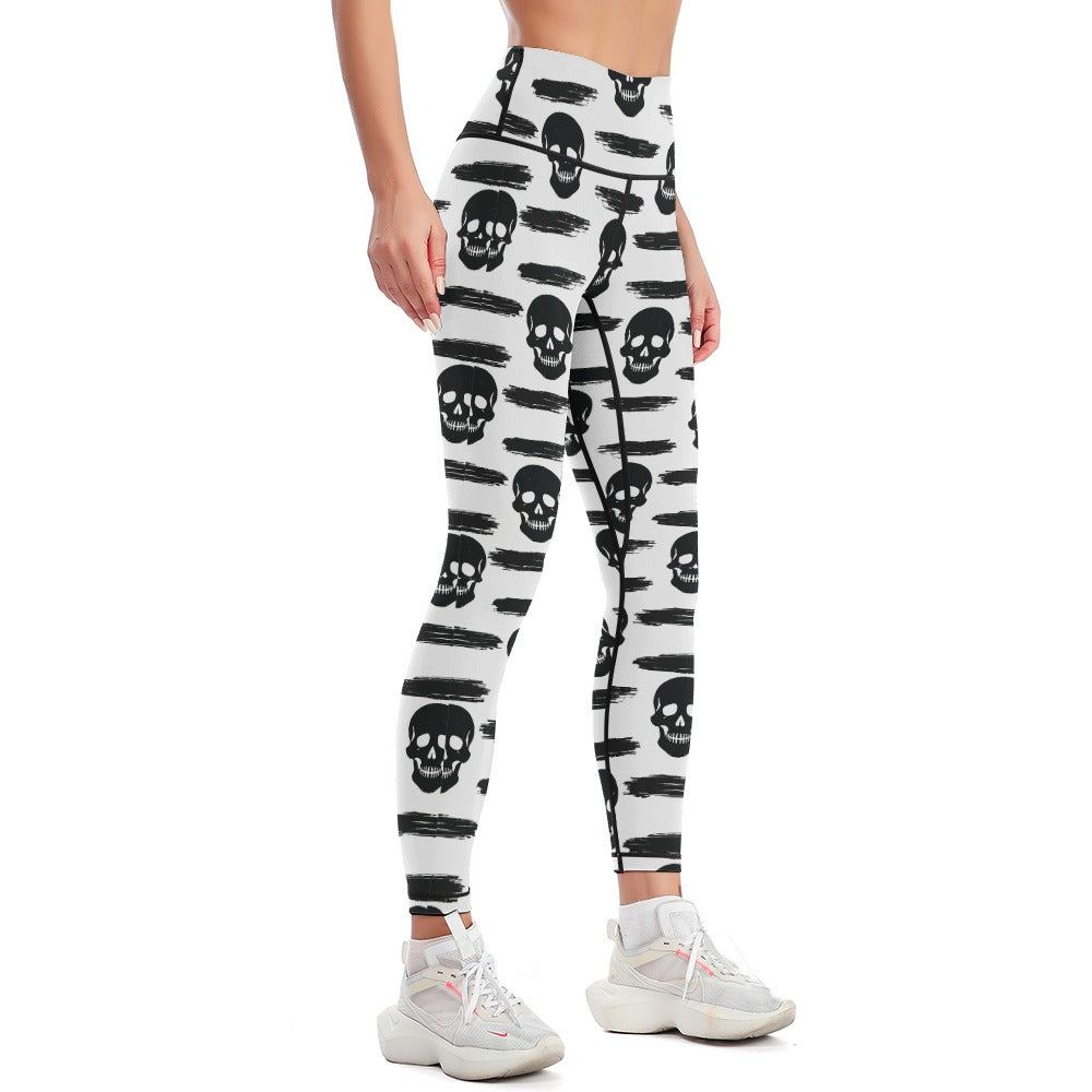 Brushstrokes Skull Design Yoga Pants