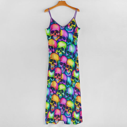 Multi-colors Skulls Sling Ankle Long Dress