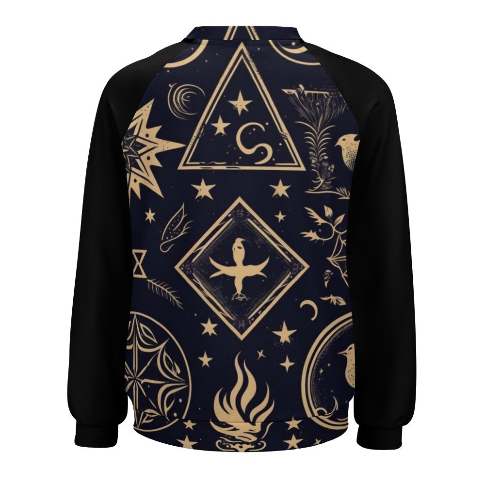 Witches Symbols Raglan Round Neck Sweater