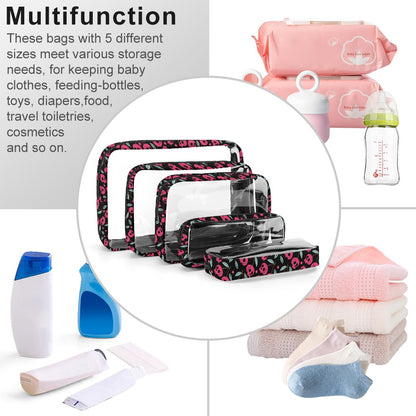 Cherry Skulls Transparent Storage Bag Five in One