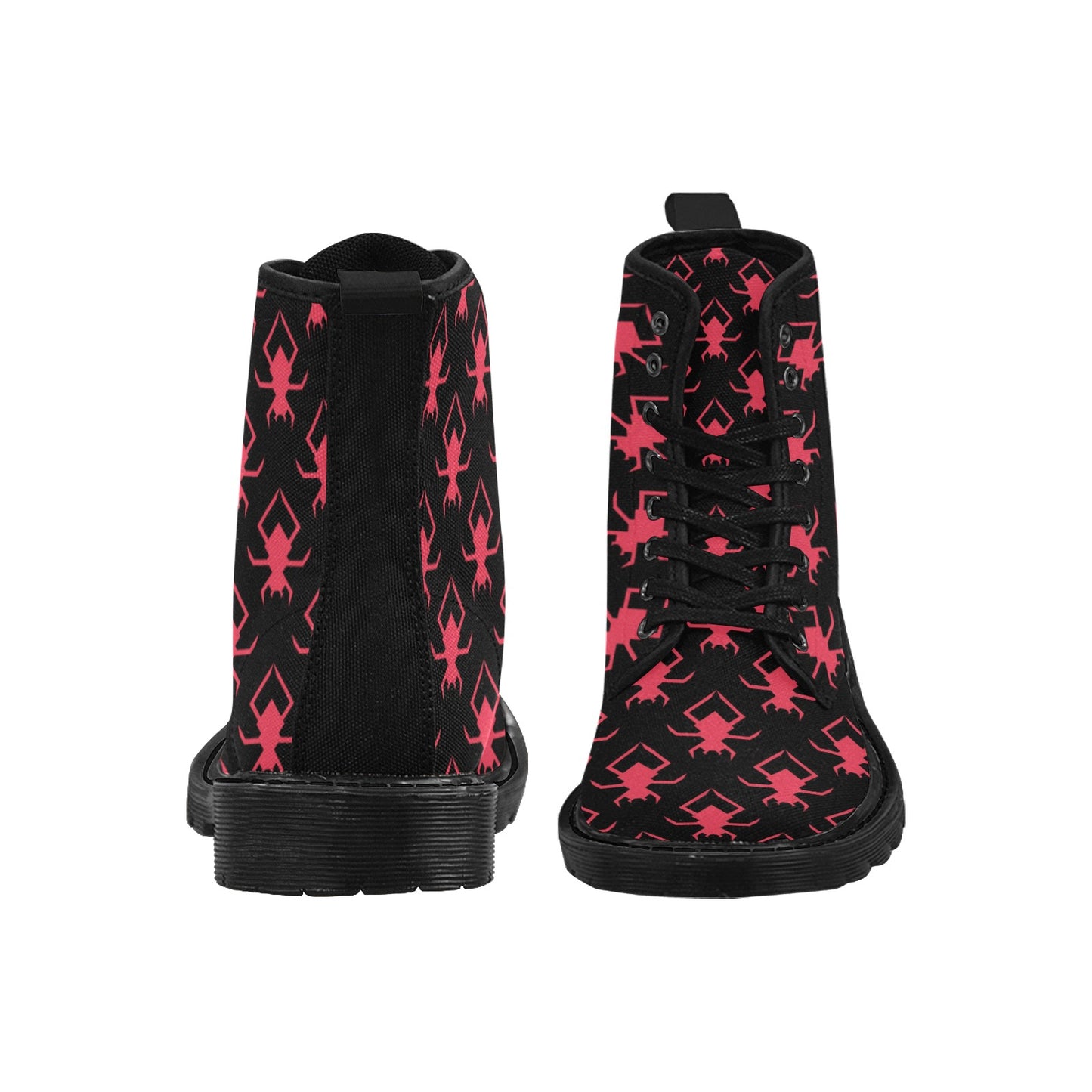 Pink Spiders Lace Up Canvas Boots