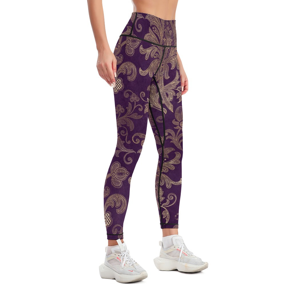 Purple Vintage Style Yoga Pants