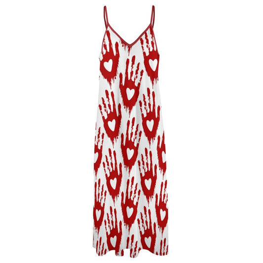 Bloody Heart hands Sling Ankle Long Dress