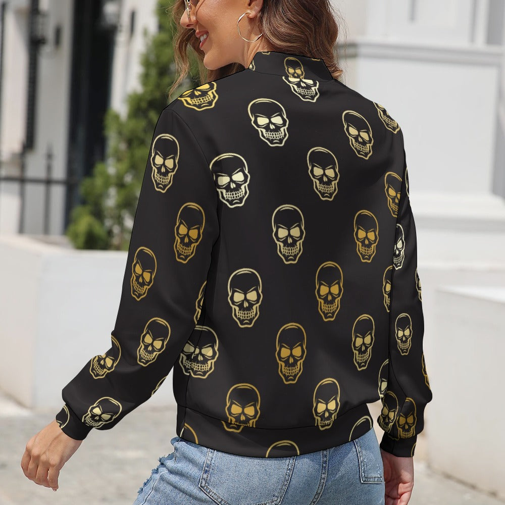 Smiling Skulls Long Sleeve Zipper Jacket