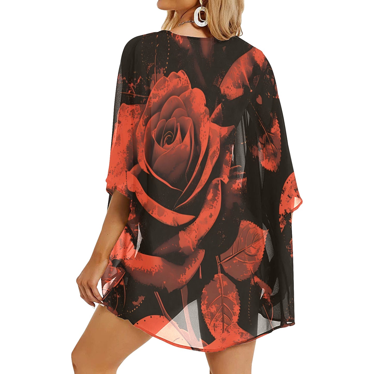 Fading Roses Kimono Chiffon Cover Up