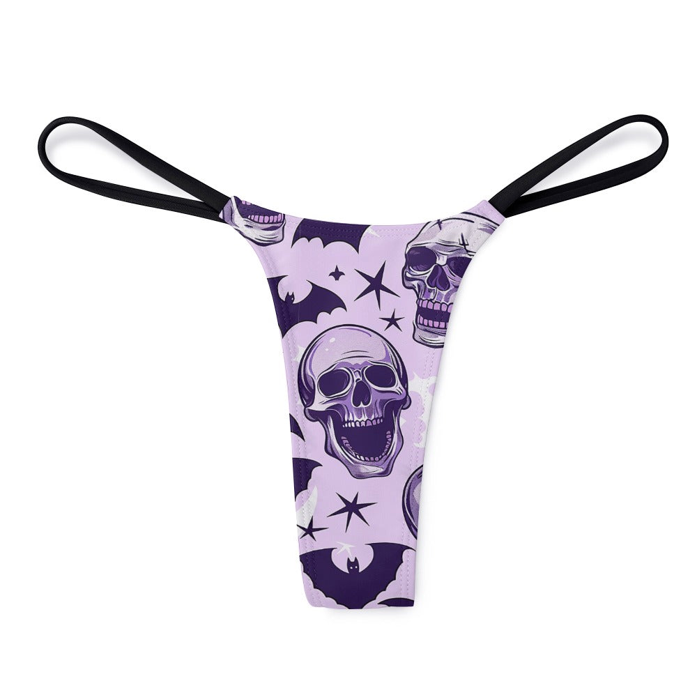 Laughing Purple Skulls Thin Thong