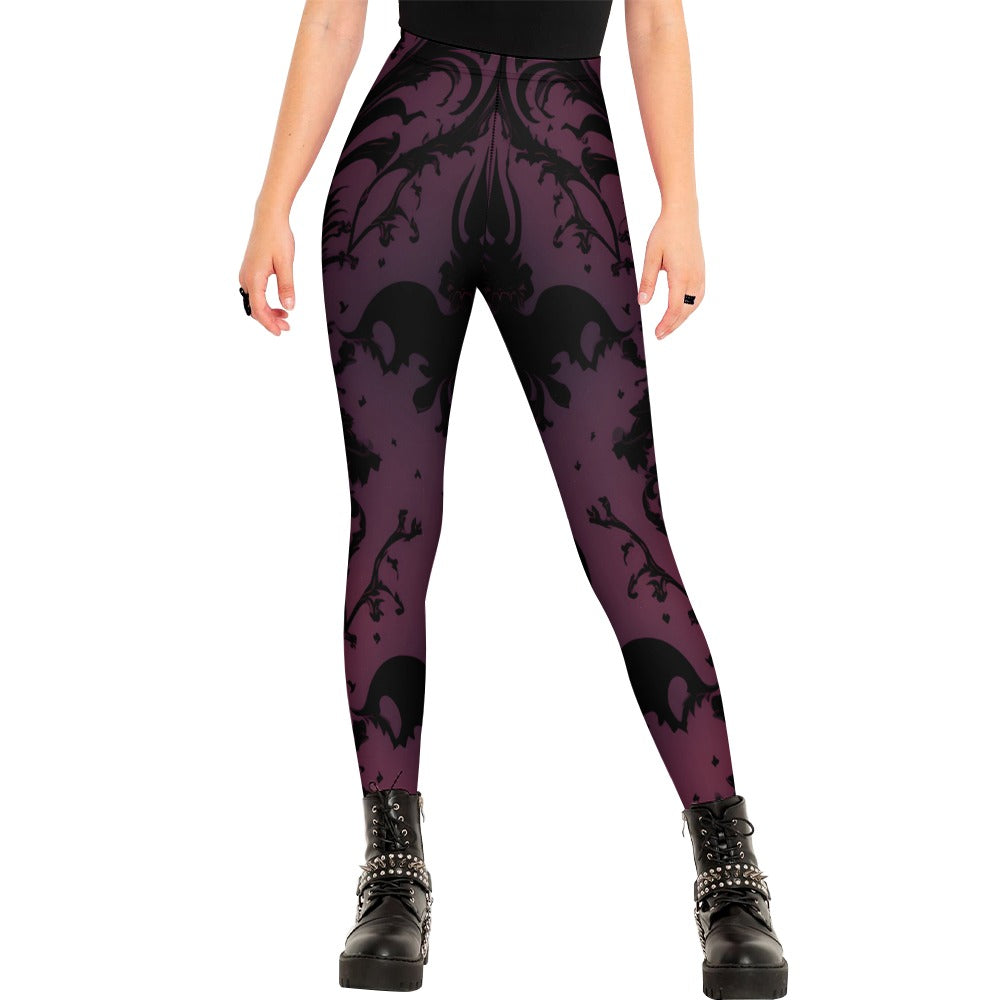 Gothic Purple And Black Pattern Leggings