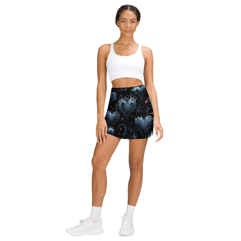 Gothic Blue Hearts Skirt Shorts With Pockets