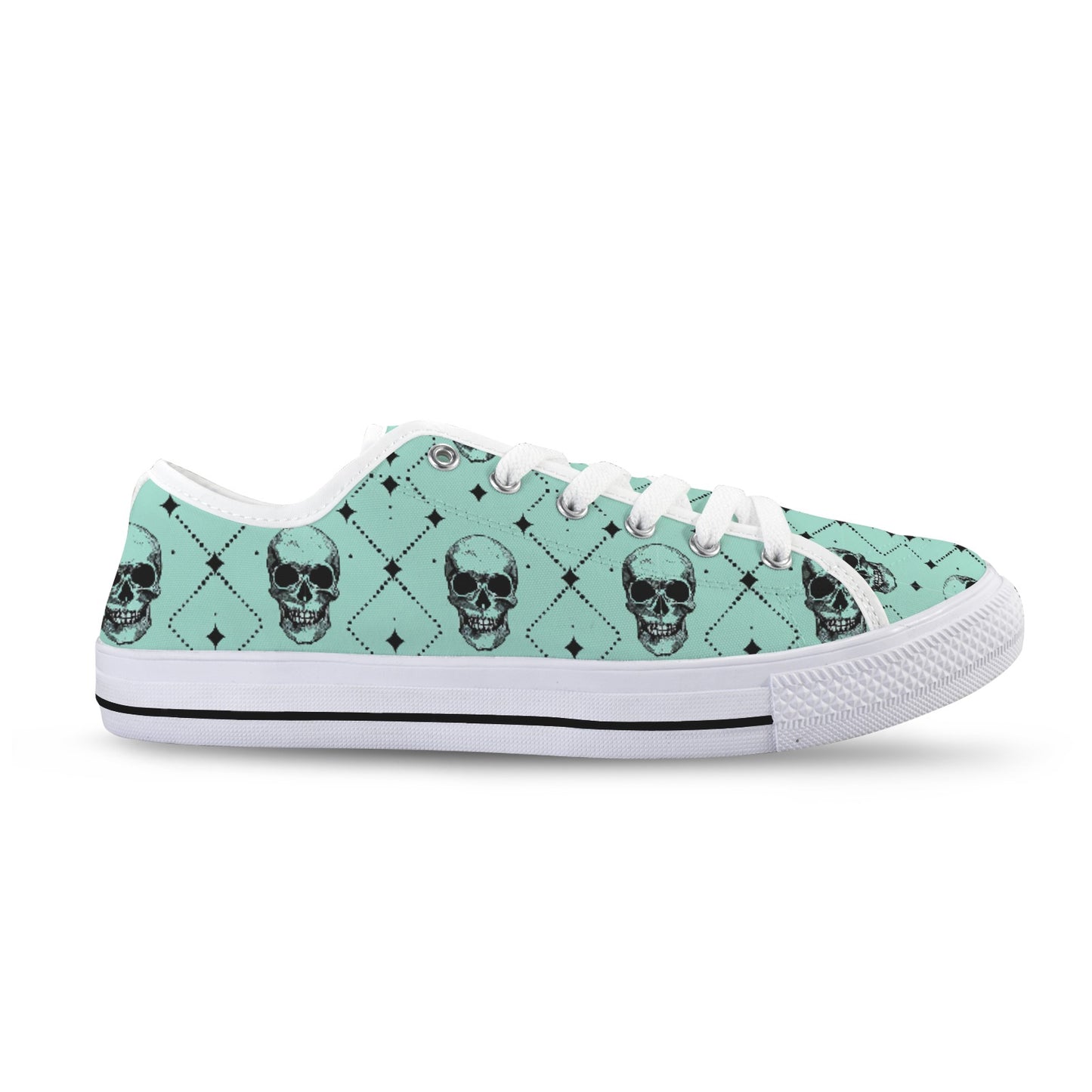 Skull Pattern Low Top Women's Shoes