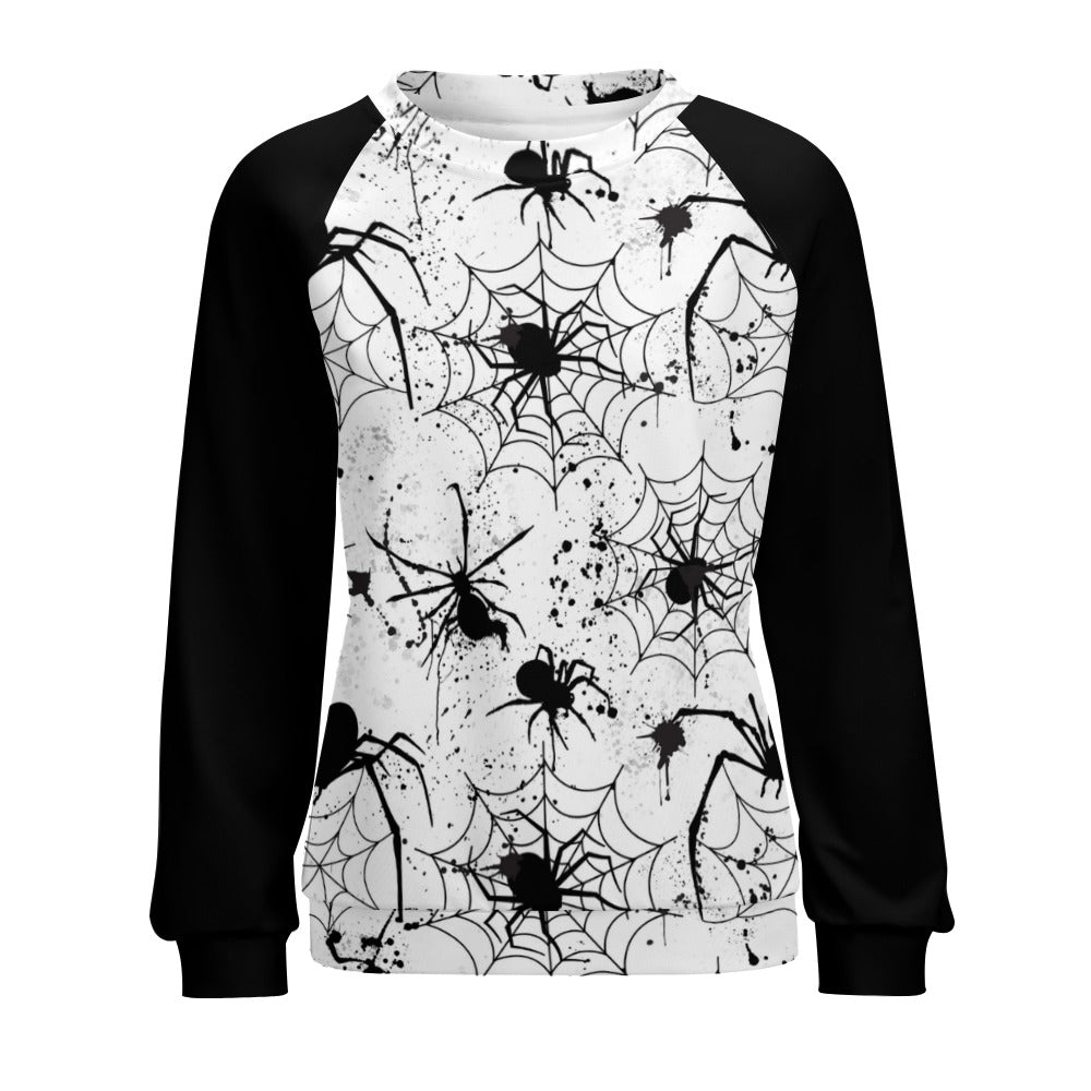 Spiders And Webs Raglan Round Neck Sweater