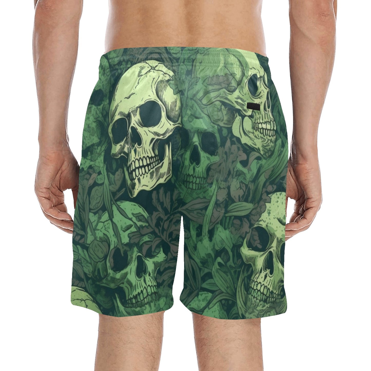Green Skull Beach Shorts