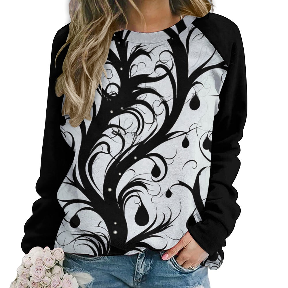 Vines Of Darkness Raglan Round Neck Sweater