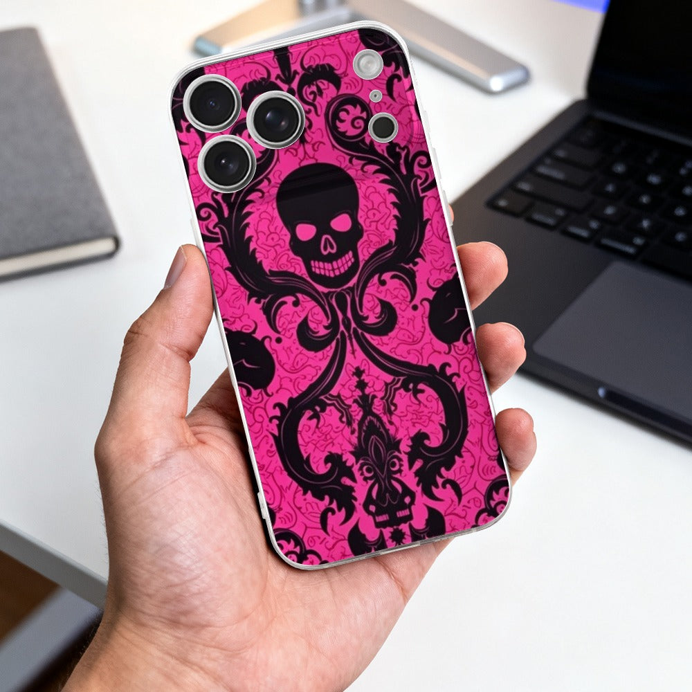 Gothic Pink and Black Skull Apple iPhone 17 Series TPU Phone Case