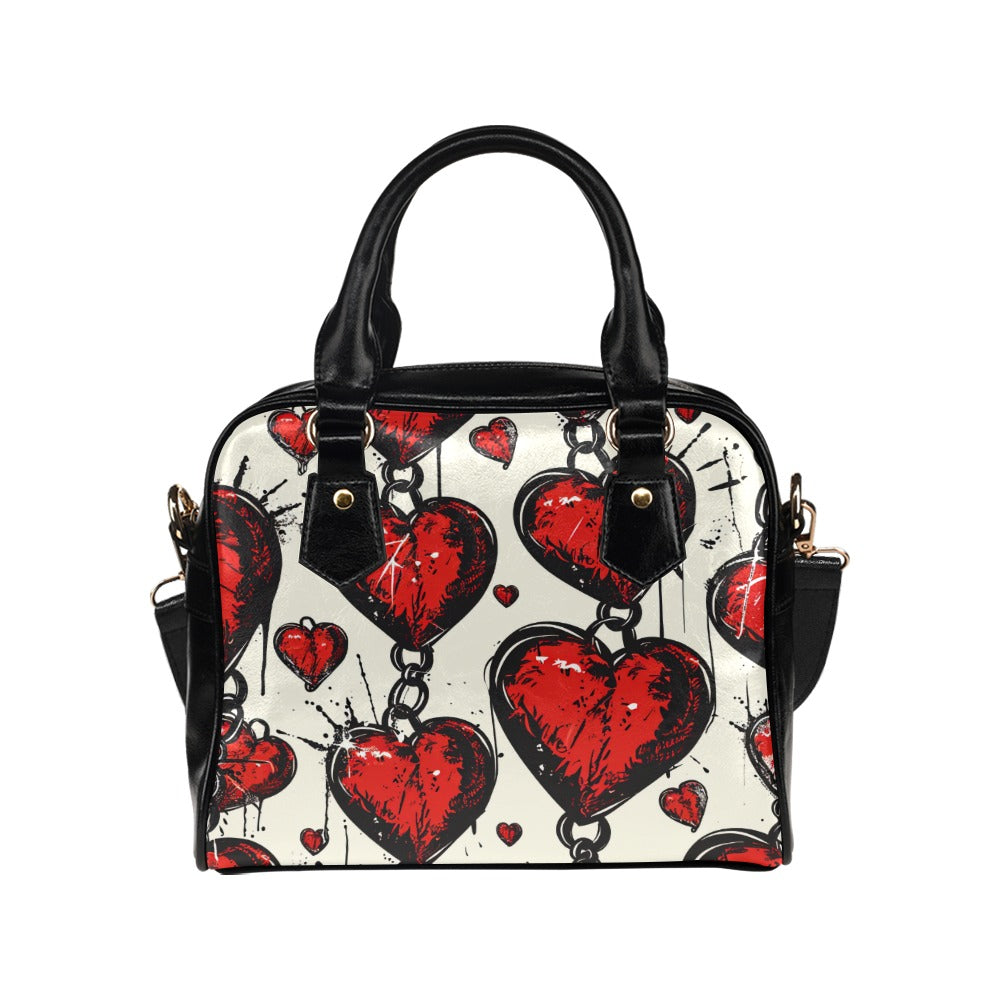 Chained Hearts Shoulder Handbag