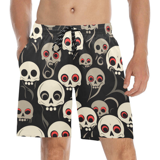 Crazy Eyed Skulls Beach Shorts