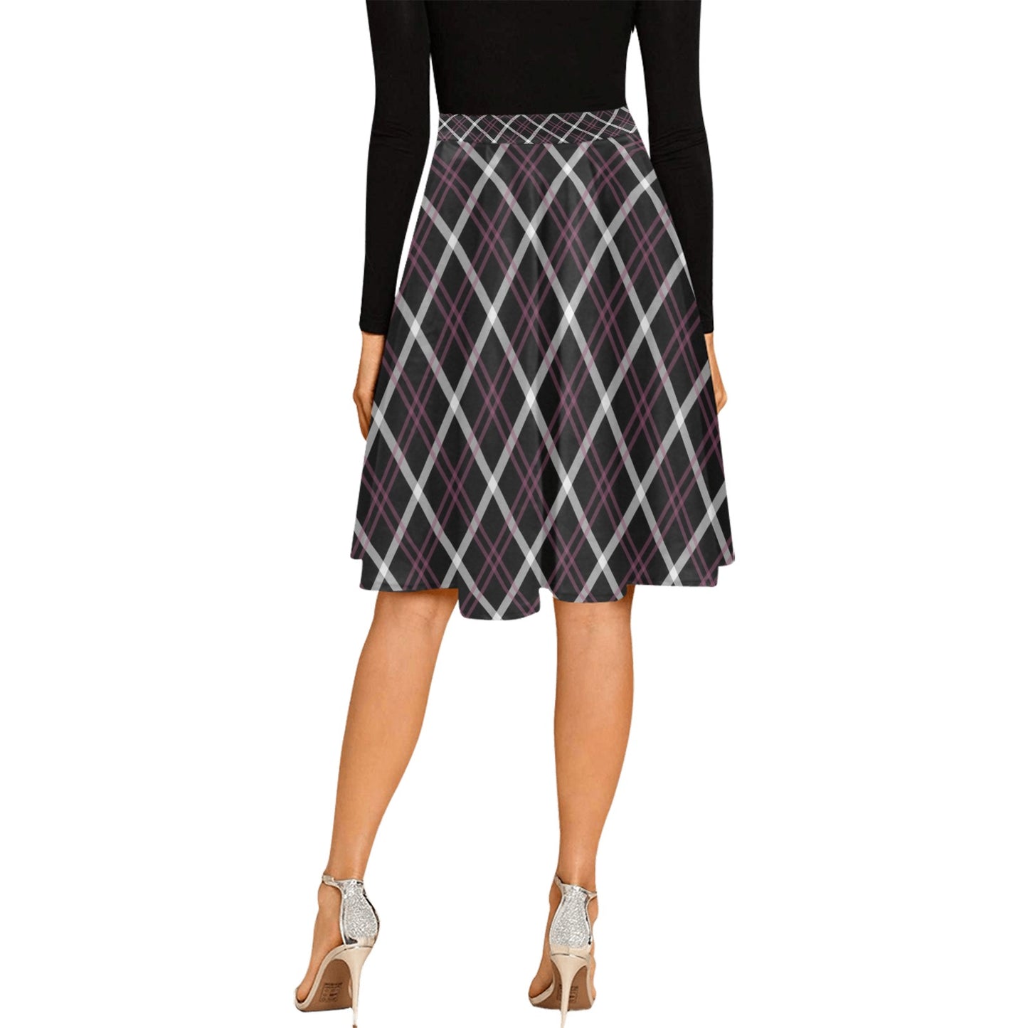 Dark Plaid Pleated Midi Skirt